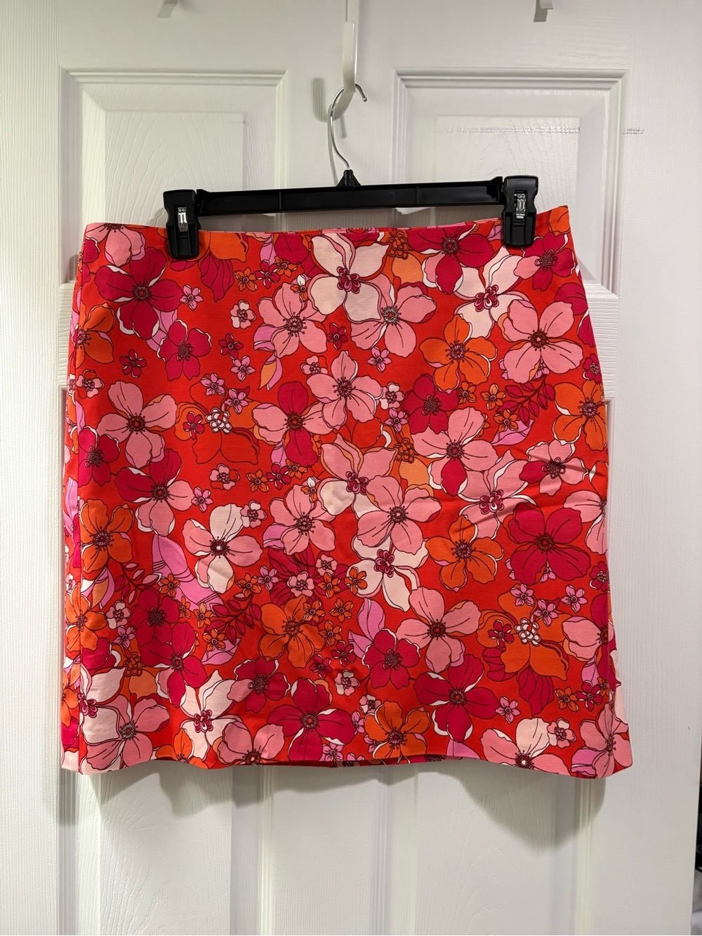 Talbots Red-Orange Pink Floral Mini Skirt